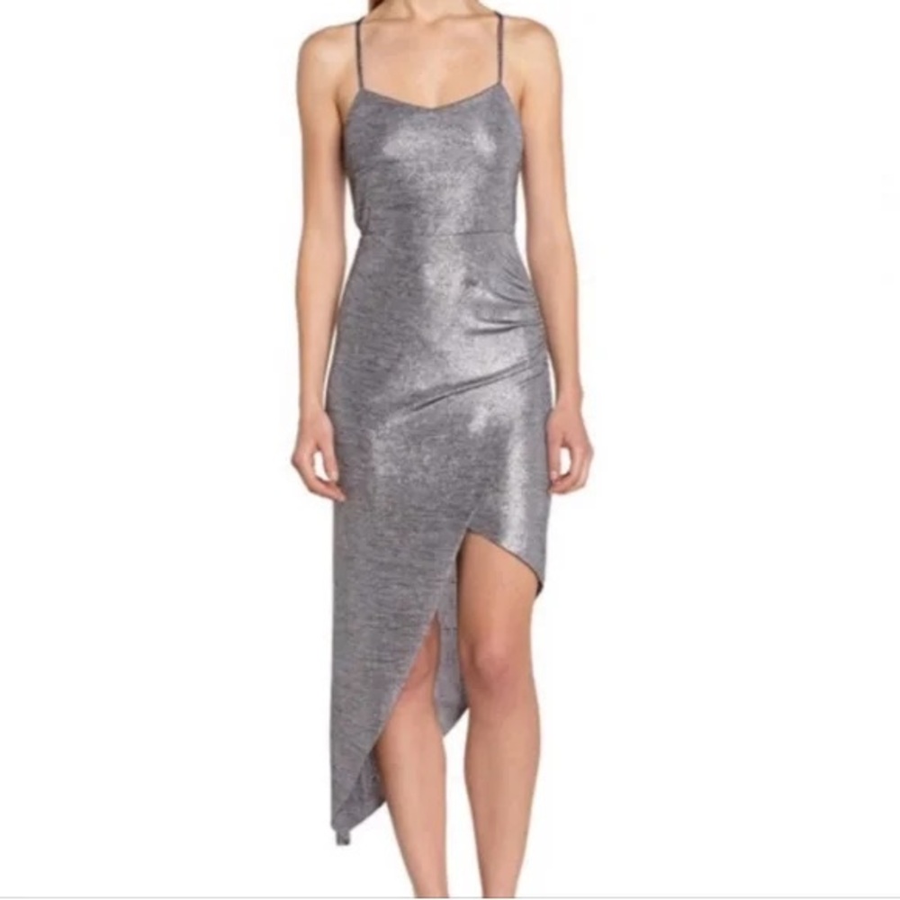 Bcbgeneration Silver Asymmetrical Slip Dress - image 1
